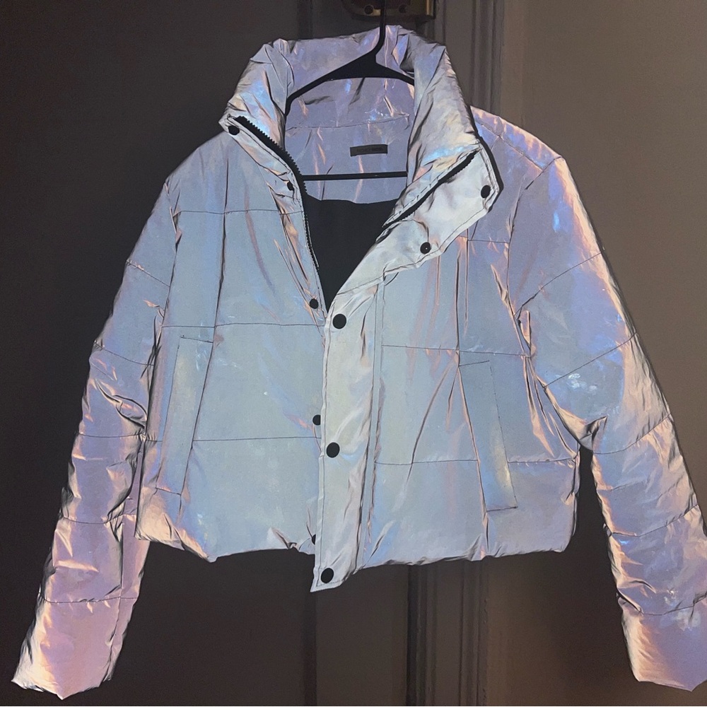 Reflective Puffer Cropped Jacket